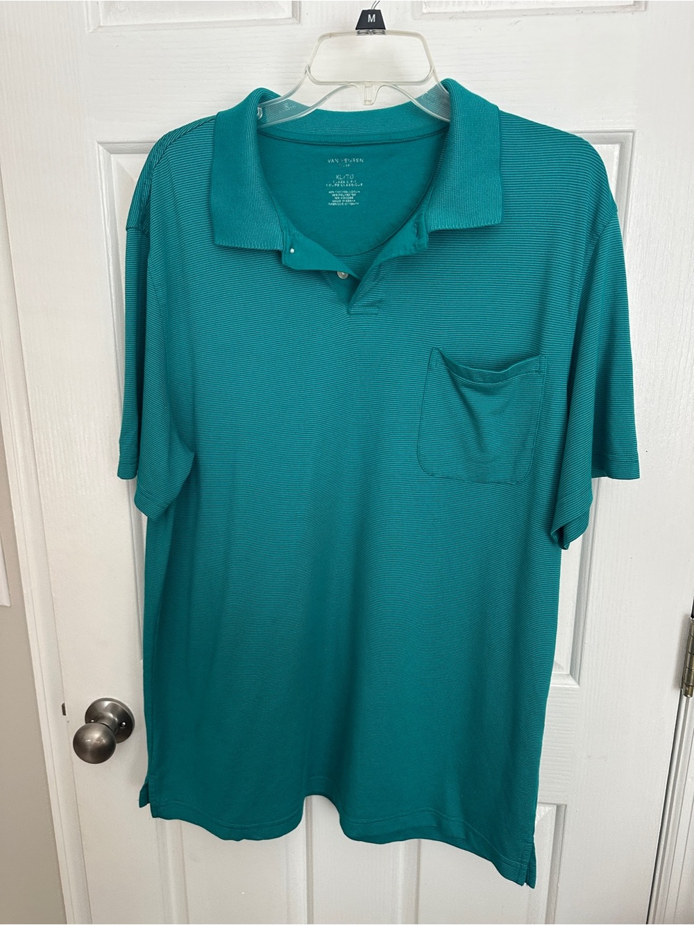 Van Heusen Teal Short-Sleeve Polo with Chest Pocket